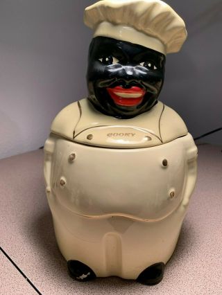 Vintage Black Americana Cookie Jar Pearl China Cooky Chef