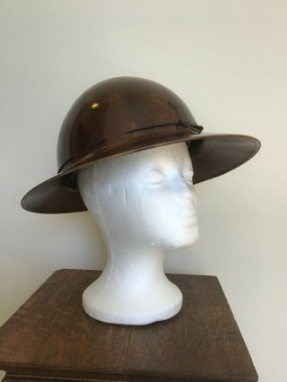 Vintage Brown Msa Skullgard Miners Safety Helmet Hard Hat Full Brim " R " Style