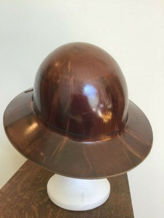 Vintage Brown MSA Skullgard Miners Safety Helmet Hard Hat Full Brim 