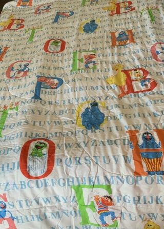 Vintage Sesame Street Big Bird Ernie Bert Twin Comforter Alphabet Letters Abc