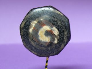 (cv500) Tibet : Very Old Agate Dzi Octogonal Bead Pendant.  Very Rare
