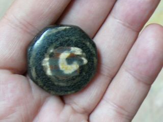 (cV500) Tibet : Very Old Agate DZI octogonal Bead Pendant.  Very rare 7