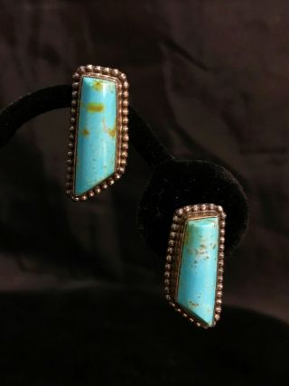 Vintage Pawn Navajo Sterling Silver Turquoise Clip On Earrings Southwestern