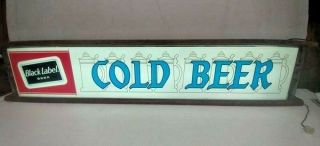 Vintage Carling " Black Label Cold Beer " Wood & Metal Bright Lighted Sign 40 "