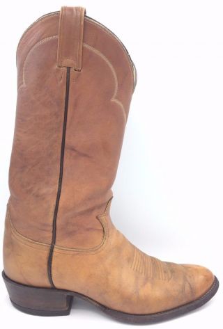 Tony Lama Vintage Western Cowboy Leather Boots Brown Mens 9.  5 D Usa Made 5084