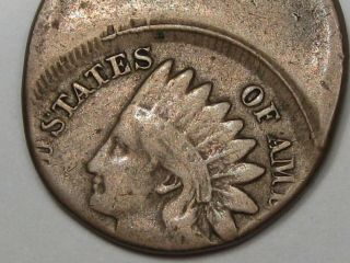 RARE ERROR Coin: Off - Center Copper - Nickel (1860 - 1864) US Indian Head Penny.  10 3
