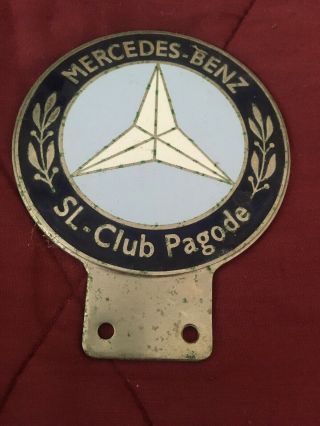 Vintage Car Badge Mercedes Benz Sl Club Pagode