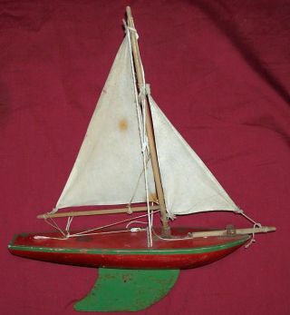 Vintage Birkenhead English Star Yacht Wooden Pond Sailing Ship Old Wood Model Uk