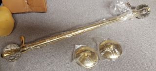 Vintage Gold Crystal Hollywood Regency Wall Mount Polished Brass Towel Bar