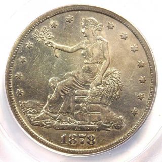 1878 - S Trade Silver Dollar T$1 - Anacs Xf45 Detail (ef45) - Rare Certified Coin