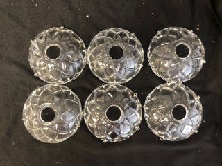 Set 6 Vtg 4 " Crystal Glass Bobeche Canopy 5 Pin Hole Wires For Prism 