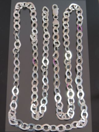 Long Vintage Sterling Silver Diamond Link Necklace 38 Inch C.  1990