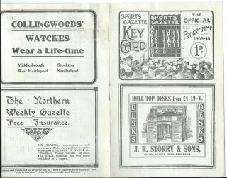RARE preWW1 1909/10 Middlesbrough A v North Shields Athletic 30/4/1910 1st class 3