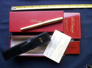 Vintage Silver Fountain Pen St Dupont Gold 18 Carat Nib Box