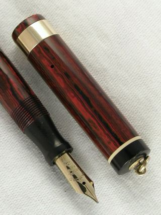 Vintage Red Rippled Flat Top Diamond Medal Ring - Top Fountain Pen Restored