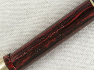 VINTAGE RED RIPPLED FLAT TOP DIAMOND MEDAL RING - TOP FOUNTAIN PEN RESTORED 3