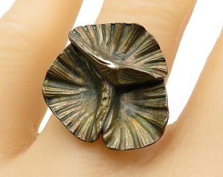 925 Sterling Silver - Vintage Abstract Flower Statement Ring Sz 6 - R6570