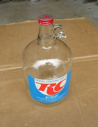 Vintage Rc Royal Crown Cola Syrup Bottle Jug Glass 1 Gallon,  Saginaw Michigan