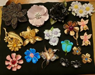 Vintage Retro Flower Floral Bouquet Enamel Beads Metal Plastic Pins And Earrings