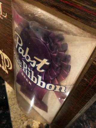 Vintage Pabst Blue Ribbon Beer Wood Cloth Sign On Tap Rare Bar Pub Cave 5