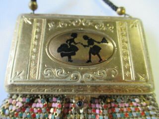 Rare Vintage Art Deco Colorful Enameled Mesh Handbag