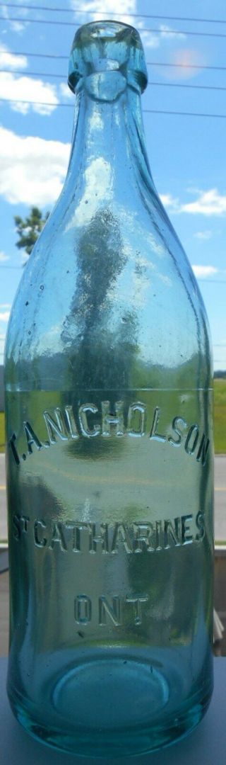 Extremely Rare T.  A.  Nicholson,  St.  Catharines Ontario Canada Quart Blob Soda