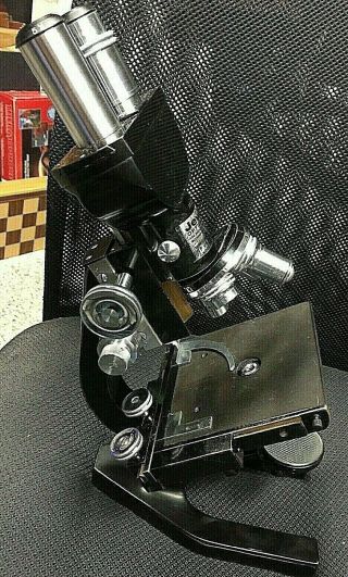 Vintage Binocular Bausch & Lomb Microscope 4 eyepieces 4 objective lenses 6