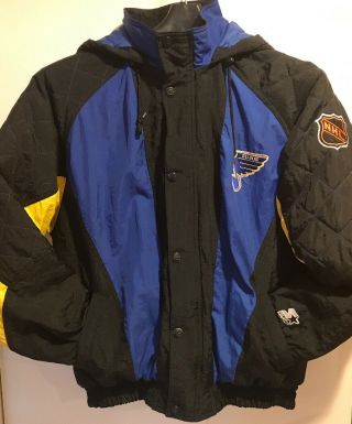Vintage 1990’s Puffy Starter St.  Louis Blues Official Zip Up Coat With Hood Nhl