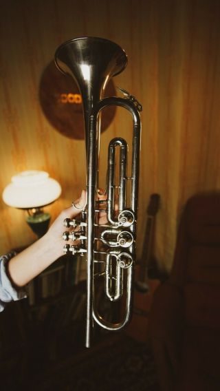 Vintage Ussr Soviet Brass Musical Wind Instrument Trumplet