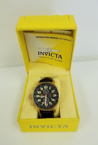 Invicta Mens Gold Tone Chronograph Black Dial Lefty Watch 3330 - Battery