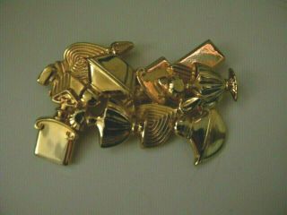 Vintage Guerlain Gold Tone Brooch With Perfume Bottles