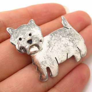 925 Sterling Silver Vintage Mexico Yorkshire Terrier Dog Design Pin Brooch