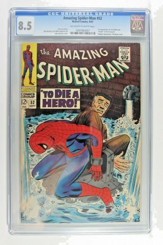 The Spider - Man 52 Marvel 9/67 Cgc Graded 8.  5 Rare Artwork