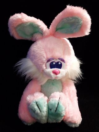 Vintage Fairview Pink Bunny Rabbit Girl Plush Stuffed Blue Green Ears,  Paws
