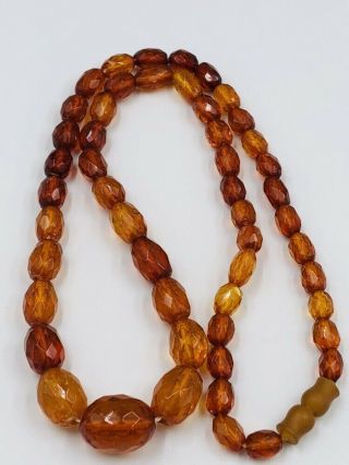 Vintage Faceted Amber Graduated Bead Necklace 27.  6 Grams 24” Long 2