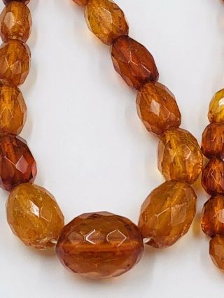 Vintage Faceted Amber Graduated Bead Necklace 27.  6 Grams 24” Long 3
