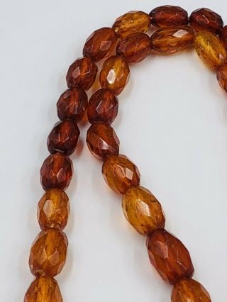 Vintage Faceted Amber Graduated Bead Necklace 27.  6 Grams 24” Long 4