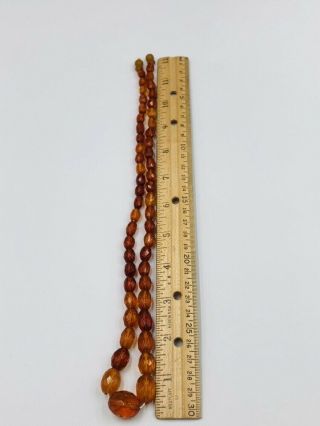 Vintage Faceted Amber Graduated Bead Necklace 27.  6 Grams 24” Long 5