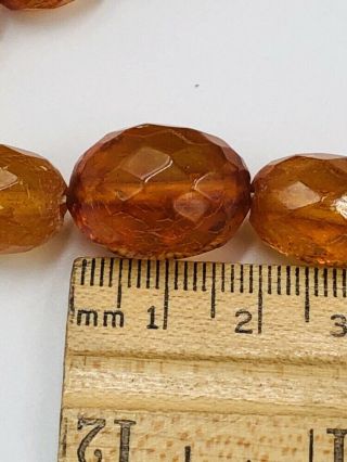 Vintage Faceted Amber Graduated Bead Necklace 27.  6 Grams 24” Long 6
