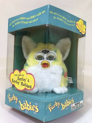 NIB VTG ‘99 Furby Babies Model 70 - 940 Yellow & Blue Confetti NC 2