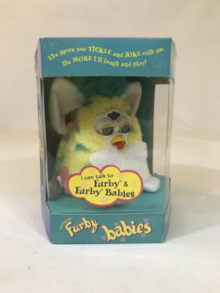 NIB VTG ‘99 Furby Babies Model 70 - 940 Yellow & Blue Confetti NC 7