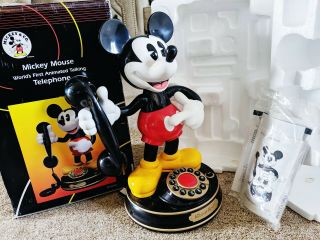 Mickey Mouse Vintage 1997 World ' s First Animated Talking Telephone Disney W/ Box 3