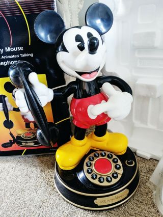 Mickey Mouse Vintage 1997 World ' s First Animated Talking Telephone Disney W/ Box 4