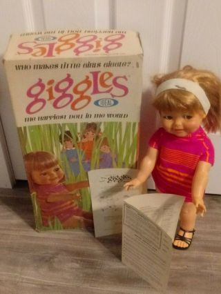 Htf Vintage 1967 Ideal Giggles Doll W/ Box