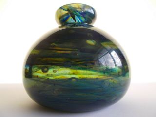 Rare Isle of Wight Studio SEAWARD Glass Globe Vase w.  Coachbolt Mark Early 1973 2