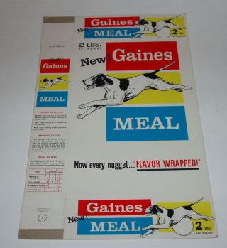 1962 Gaines Meal Dog Food Box Vintage Retro