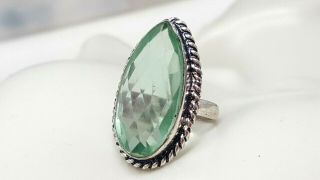 Vintage Sterling Silver Green Amethyst Ring Size 8