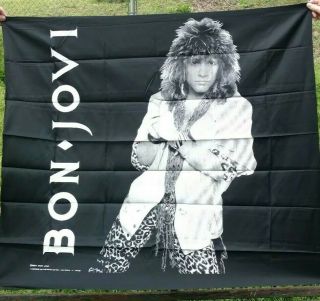 Bon Jovi Rock N Roll Band Tapestry Screen Print Vintage 1987 Rare 40x45