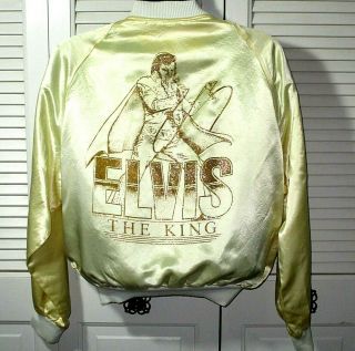 Vintage 70s - 80s Diamond Dust Satin Snap Up Jacket " Elvis The King " Men 