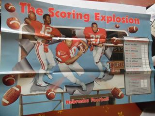 1983 Nebraska Husker Football Official Schedule Poster Scoring Explosion Vintage